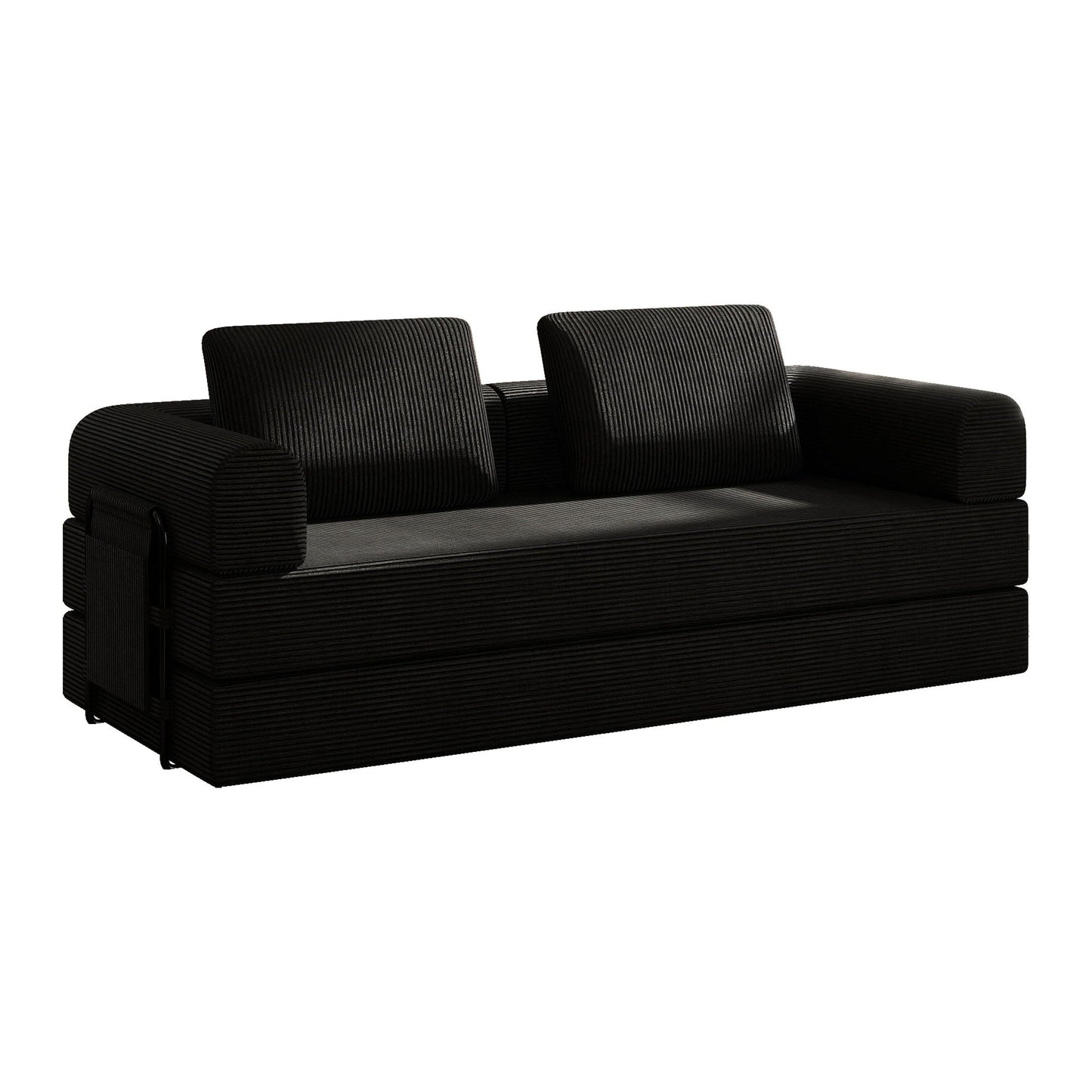 Convertible Sleeper Sofa Bed With Cylindrical Pillow