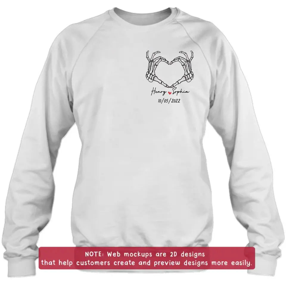 Personalized Skeleton Embroidered T-shirt/Sweater/Hoodie - Gift Idea For Couple