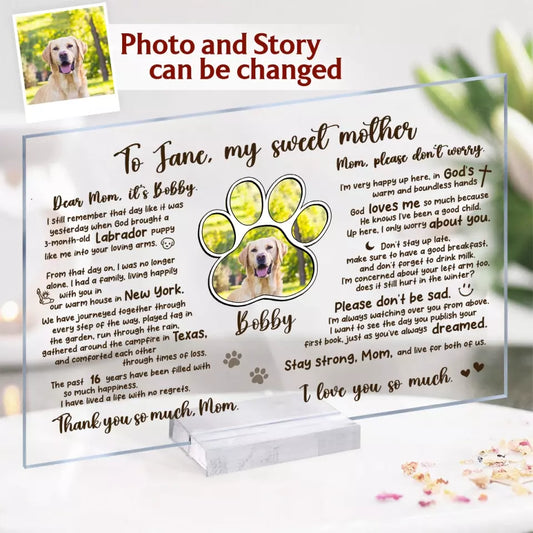Personalized Memorial Pet Acrylic Plaque - Custom Photo And Dog's Story - Memorial Gift Idea For Dog Lover