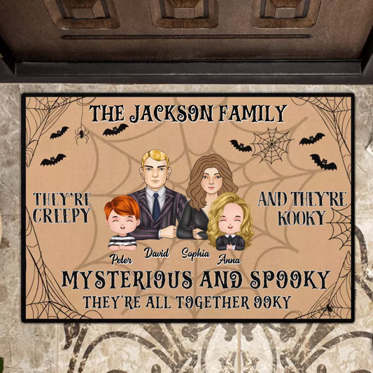 Personalized Family Doormat - Halloween Gift Idea For Couple/Family - Couple/Parents With Kids - They're All Together Ooky