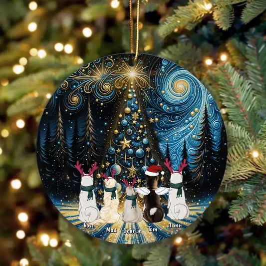 Personalized Christmas Dog Acrylic Ornament - Up to 5 Dogs/Cats - Christmas Gift Idea For Pet Lover