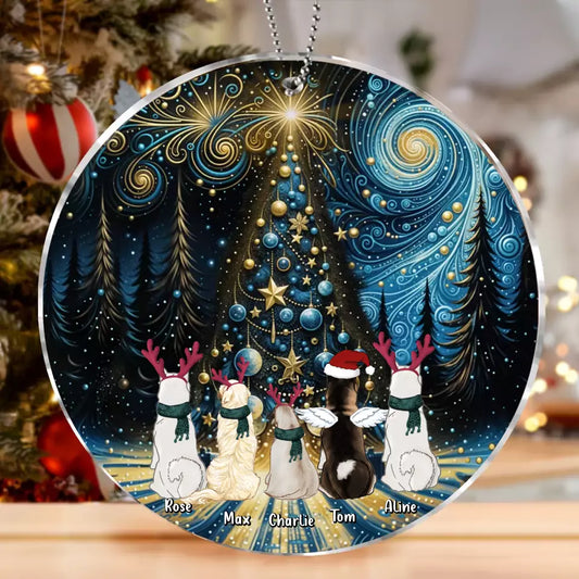 Personalized Christmas Dog Acrylic Ornament - Up to 5 Dogs/Cats - Christmas Gift Idea For Pet Lover