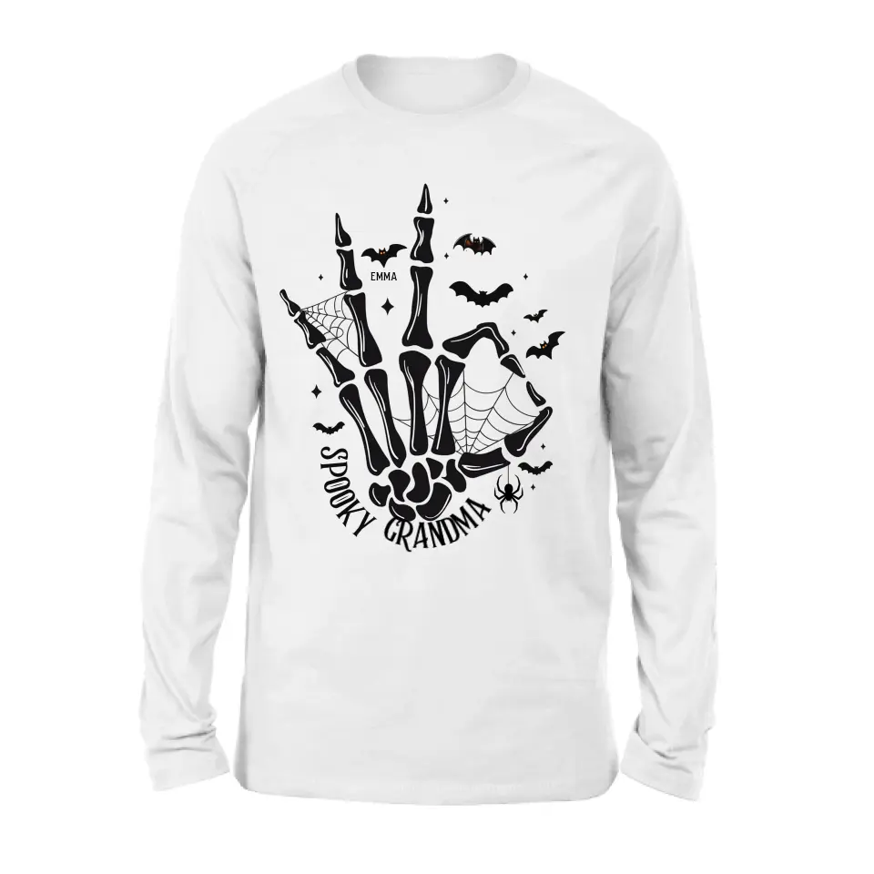 Personalized Spooky Skeleton T-shirt/Long Sleeve/Sweatshirt/Hoodie - Holliday Gift Idea For Grandma/Mother - Up to 10 Kids
