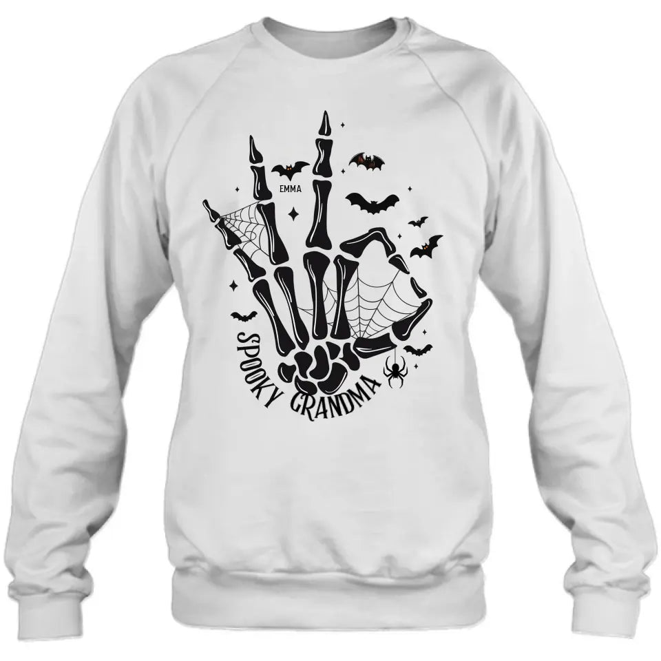 Personalized Spooky Skeleton T-shirt/Long Sleeve/Sweatshirt/Hoodie - Holliday Gift Idea For Grandma/Mother - Up to 10 Kids