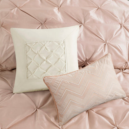 7 Piece Tufted Comforter Set Blush King