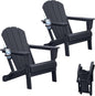 Adirondack Chairs Set of 2, Plastic HDPE Folding Outdoor Chairs with Cup Holder