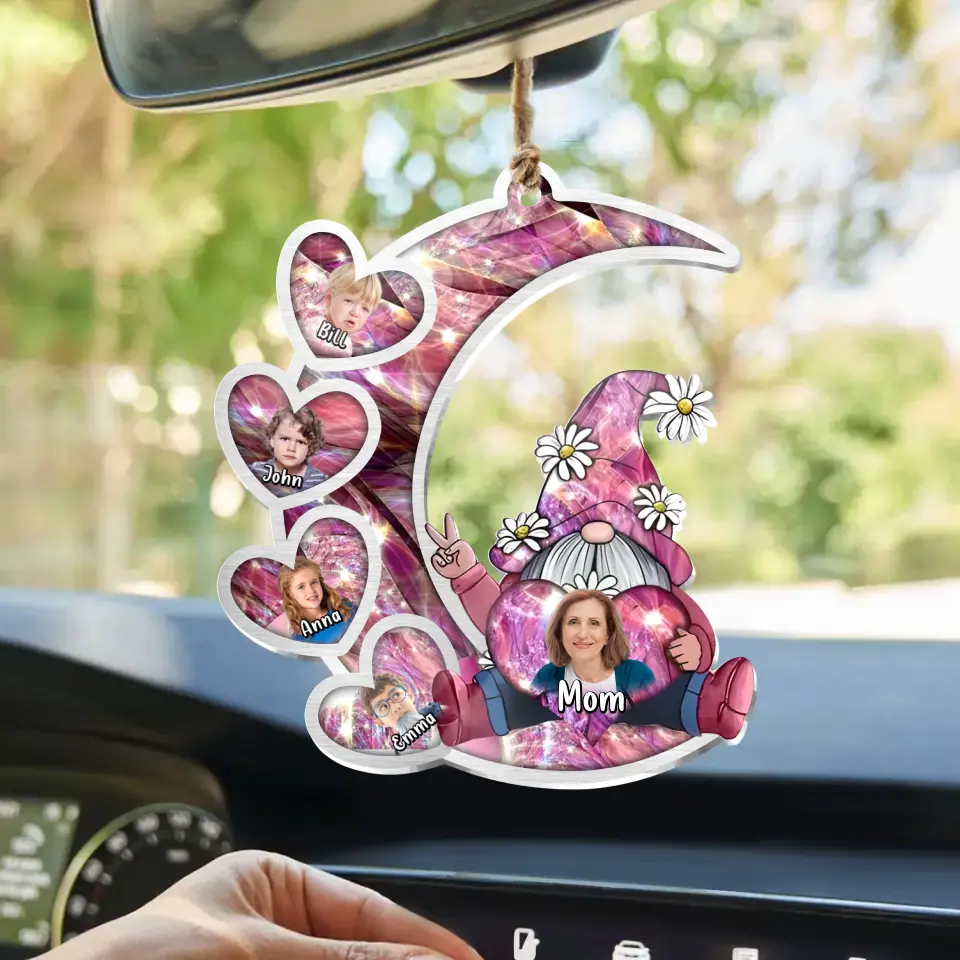 Personalized Sparkling Grandma Nana With Sweet Heart Kids Acrylic Car Ornament - Gift Idea To Grandma/Mother - Up to 5 Kids - Upload Photo