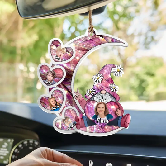 Personalized Sparkling Grandma Nana With Sweet Heart Kids Acrylic Car Ornament - Gift Idea To Grandma/Mother - Up to 5 Kids - Upload Photo