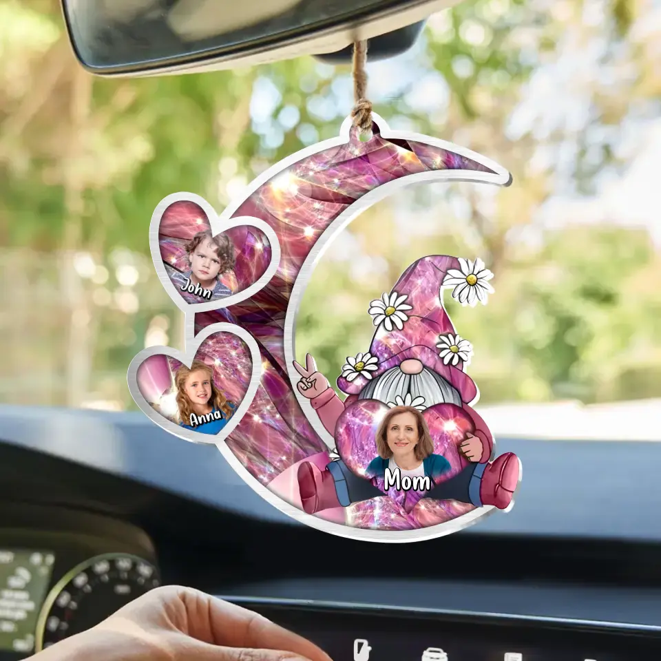 Personalized Sparkling Grandma Nana With Sweet Heart Kids Acrylic Car Ornament - Gift Idea To Grandma/Mother - Up to 5 Kids - Upload Photo