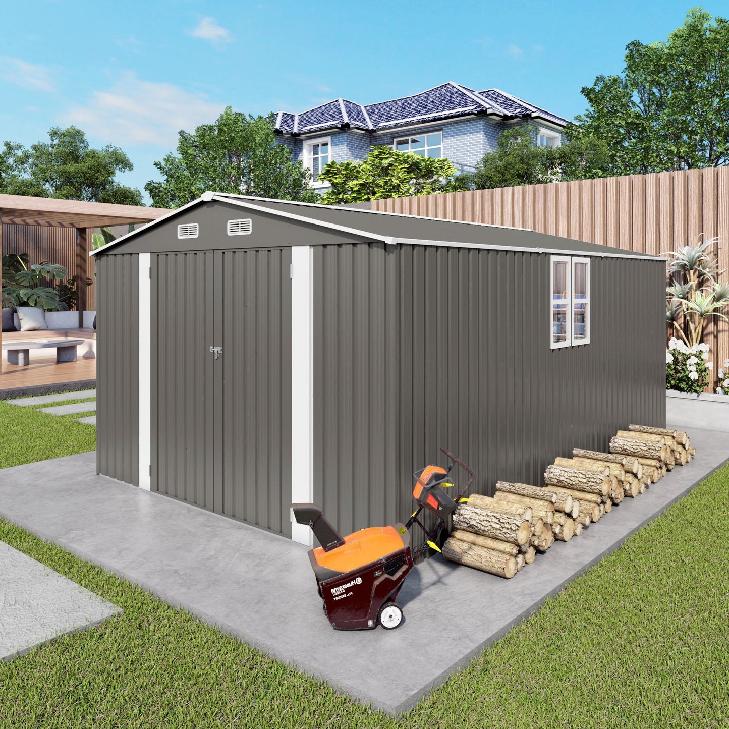 Outdoor Storage Shed With Lockable Doors