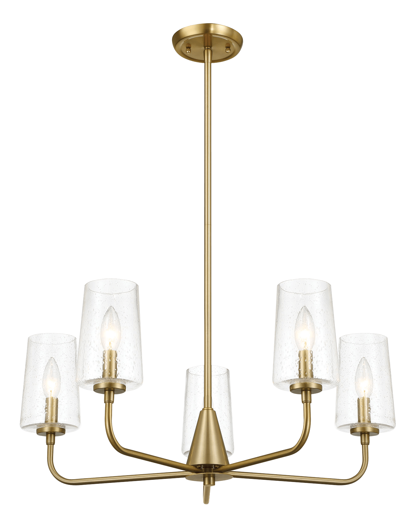 Dazzle Five Lights Chandelier With Clear Seeded Glass - Satin Brass