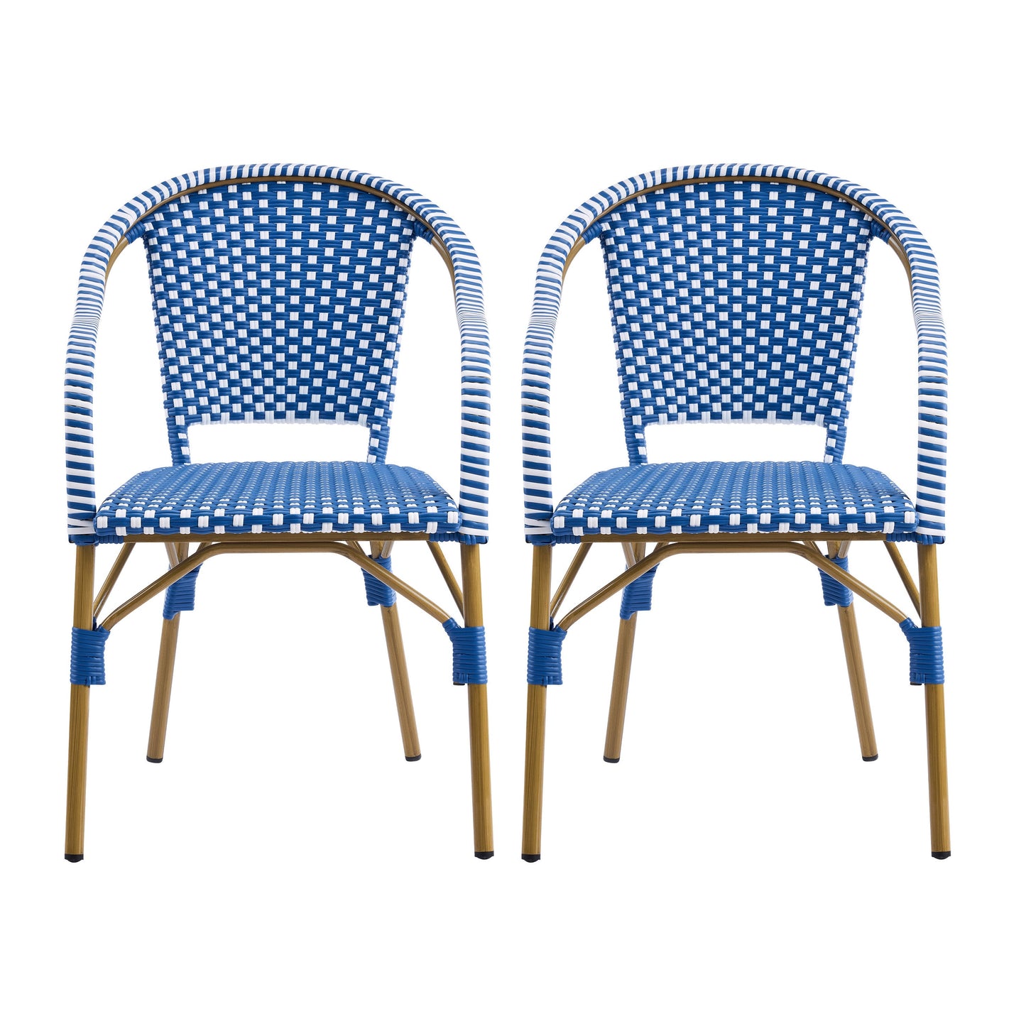 Outdoor Bistro Chairs Set of 2 with Aluminum Frame and PP Rattan