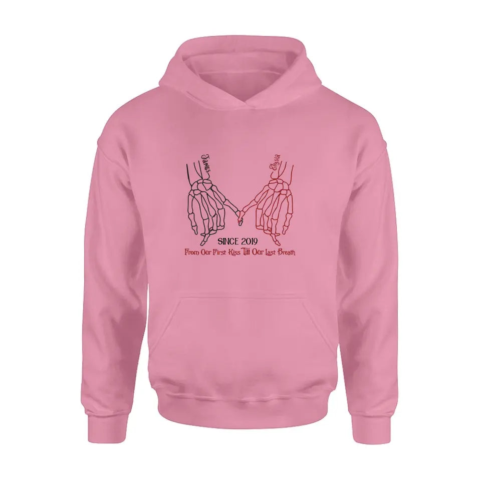 Personalized Couple Halloween T-shirt/Long Sleeve/Sweatshirt/Hoodie - Gift Idea For Couple - From Our First Kiss Till Our Last Breath