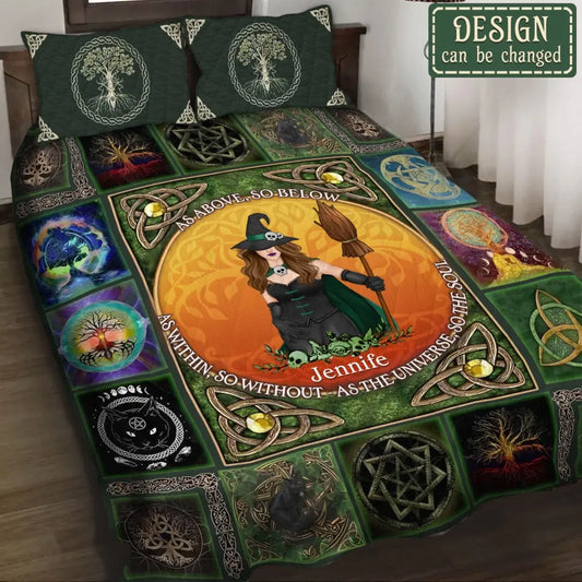 Personalized Witch Quilt Bed Sets - Gift Idea For Witch Lovers/Halloween - As Above So Below