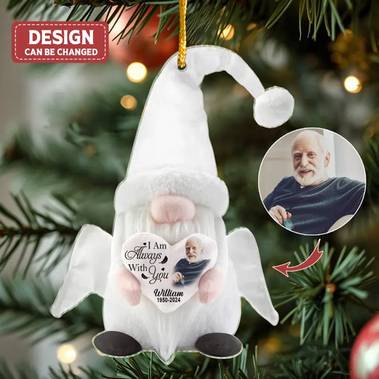 Personalized Memorial Gnome Acrylic Ornament - Christmas Gift Idea For Family Member - Upload Photo