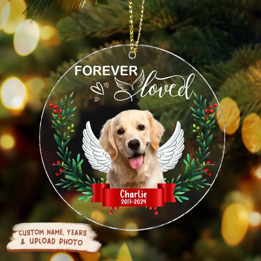 Personalized Memorial Dog Circle Acrylic Ornament - Upload Photo - Gift Idea For Pet Lover/Christmas - Forever Loved