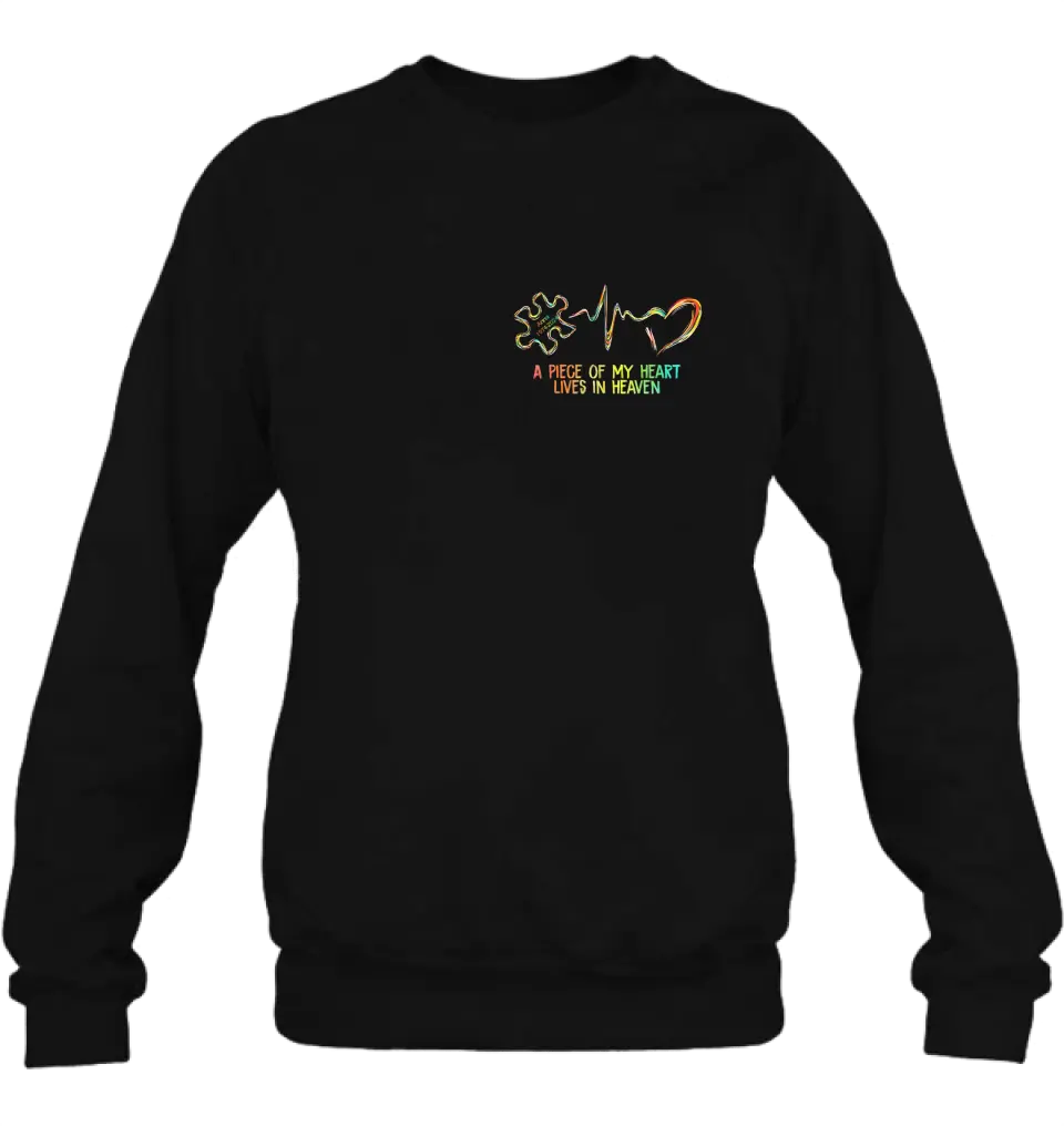Personalized Memorial T-Shirt/Hoodie - Memorial Gift For Family Member - A Piece Of My Heart Lives In Heaven
