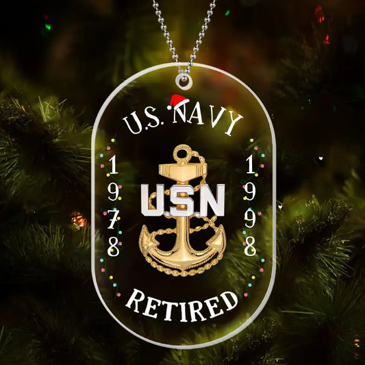 Custom Personalized Veteran Retired Acrylic Ornament - Father's Day Gift Idea for Veteran