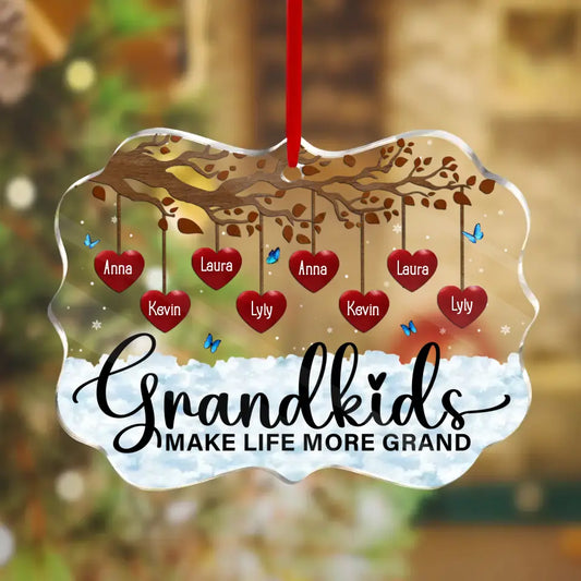 Personalized Grandkids Acrylic Ornament - Christmas Gift Idea For Grandparents - Up to 8 People - Grandkids Make Life More Grand