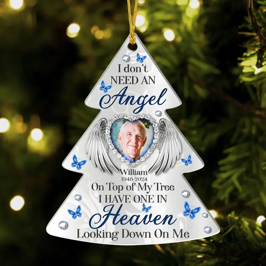 Custom Personalized Memorial Aluminum Ornament - Christmas Gift Idea For Family Member - Upload Photo - I Have One In Heaven