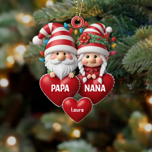 Personalized Papa Nana Acrylic Ornament - Christmas Gift Idea For Grandparents - Up to 20 Kids