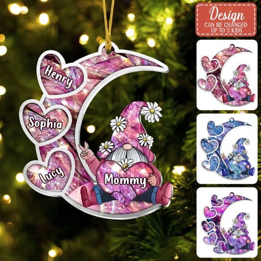 Personalized Sparkling Grandma Nana With Sweet Heart Kids Acrylic Car Ornament - Gift Idea To Grandma/Mother - Up to 5 Kids