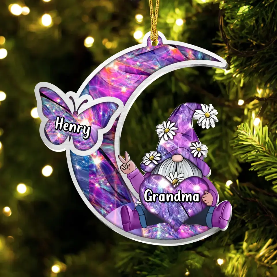 Personalized Sparkling Grandma Nana With Sweet Butterfly Kids Acrylic  Car Ornament - Gift Idea To Grandma/Mother - Up to 5 Kids