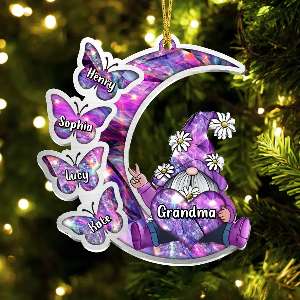 Personalized Sparkling Grandma Nana With Sweet Butterfly Kids Acrylic  Car Ornament - Gift Idea To Grandma/Mother - Up to 5 Kids