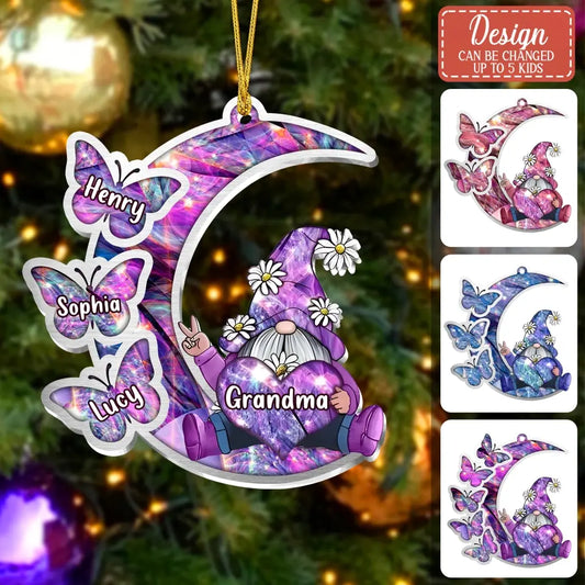 Personalized Sparkling Grandma Nana With Sweet Butterfly Kids Acrylic  Car Ornament - Gift Idea To Grandma/Mother - Up to 5 Kids