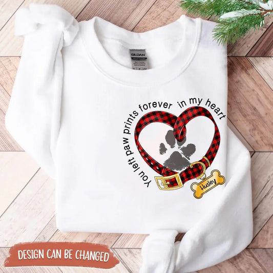 Personalized Dog Collar Sweater - Christmas Gift Idea For Dog Lover - You Left Paw Prints Forever In My Heart