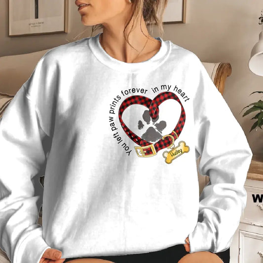 Personalized Dog Collar Sweater - Christmas Gift Idea For Dog Lover - You Left Paw Prints Forever In My Heart