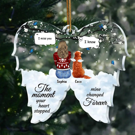 Personalized Memorial Pet Acrylic Ornament - Christmas Gift For Dog/Cat/Rabbit Lover - Up to 3 Pets - The Moment Your Heart Stop Mine Changed Forever