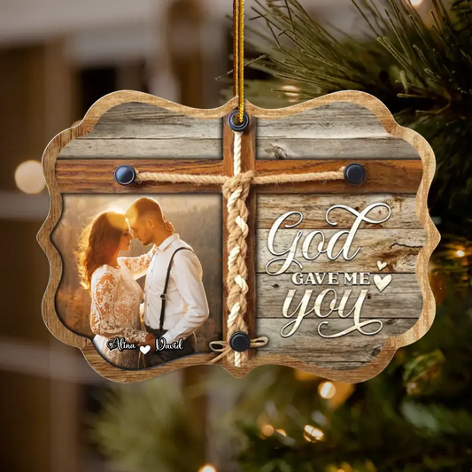 Personalized Couple Wooden Ornament - Christmas Gift Idea For Couple - Upload Photo - God Gave Me You