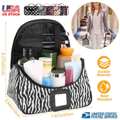 Travel Makeup Bag Portable Cosmetic Organizer with Cosmetic Mirror Waterproof Toiletry Wash Bag for Women