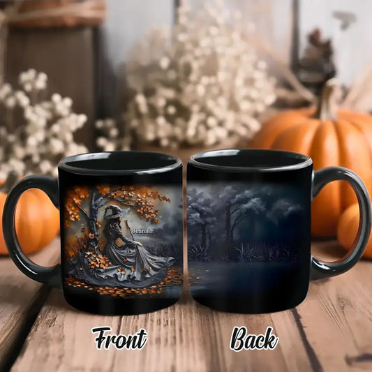 Personalized Witch Broom Coffee Mug - Halloween/Birthday Gift Idea For Yourself, Women, Witch Lovers