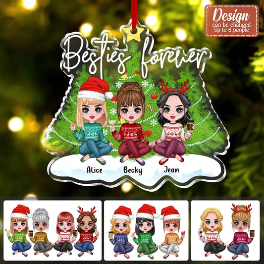Personalized Besties Acrylic Ornament - Up to 6 People - Christmas Gift Idea For Friends - Besties Forever