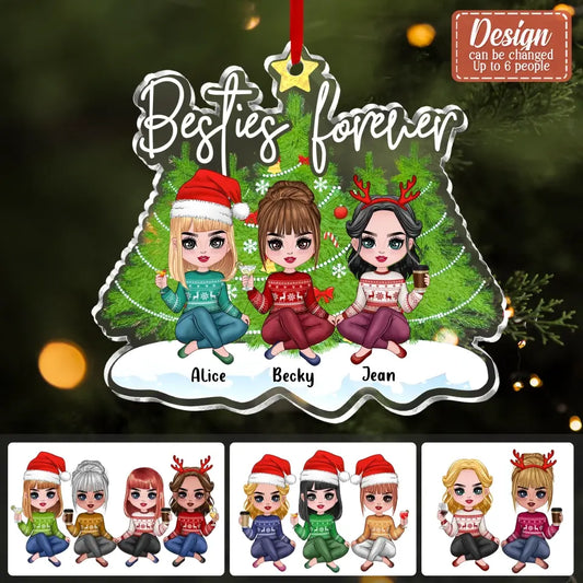 Personalized Besties Acrylic Ornament - Up to 6 People - Christmas Gift Idea For Friends - Besties Forever