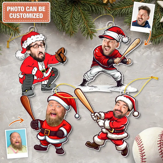 Personalized Santa Claus Basketball Acrylic Ornament - Christmas Gift Idea - Upload Photo
