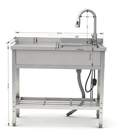 Stainless Steel Utility Sink, Freestanding Sink 2
