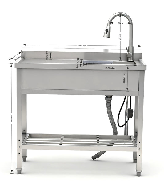 Stainless Steel Utility Sink, Freestanding Sink 2