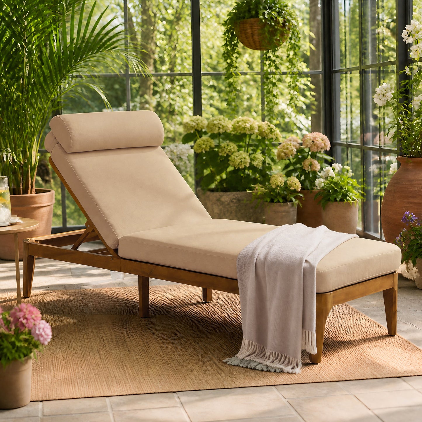 TOPMAX Acacia Wood Chaise Lounge Set of 2