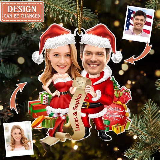 Personalized Couple Christmas Acrylic Ornament - Christmas Gift Idea For Couple - Upload Photo