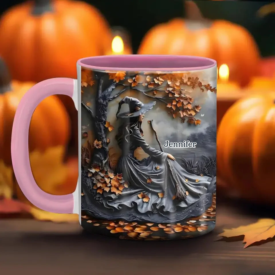 Personalized Witch Broom Coffee Mug - Halloween/Birthday Gift Idea For Yourself, Women, Witch Lovers