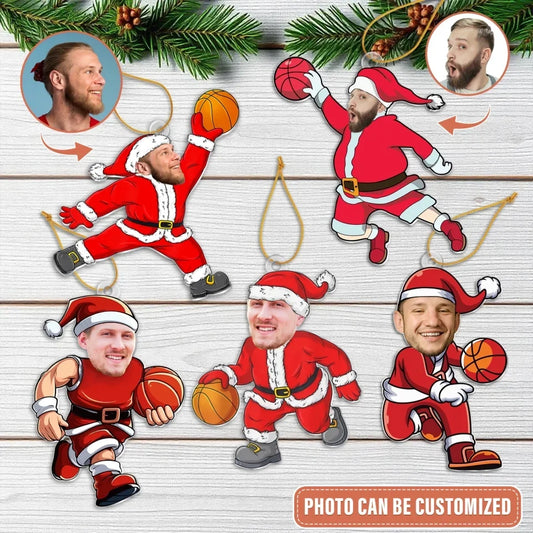 Personalized Santa Claus Basketball Acrylic Ornament - Christmas Gift Idea For Man, Father, Friend