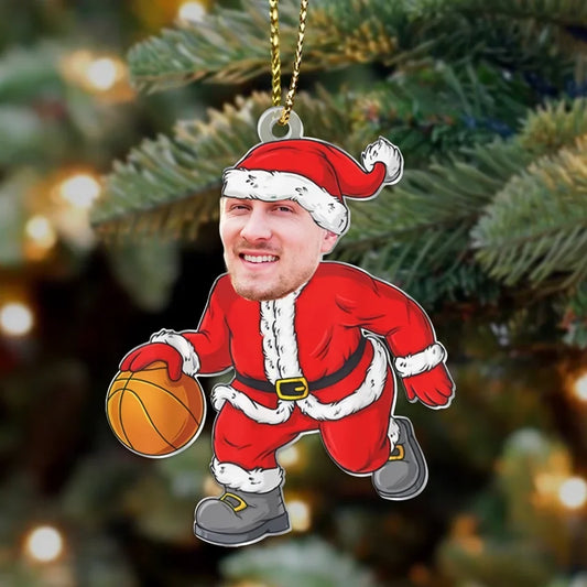 Personalized Santa Claus Basketball Acrylic Ornament - Christmas Gift Idea For Man, Father, Friend