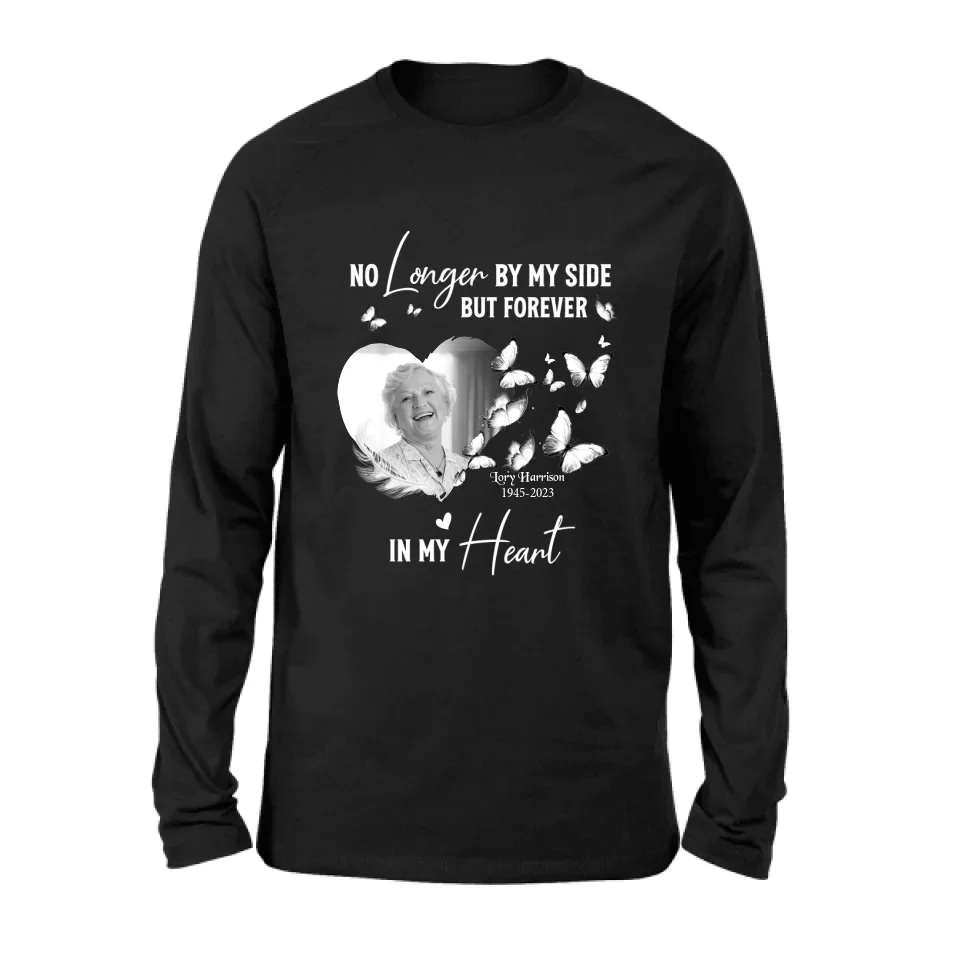 Personalized Memorial Photo Shirt/Hoodie - Memorial Gift Idea for Loss Mom/Dad - No Longer By My Side But Forever In My Heart