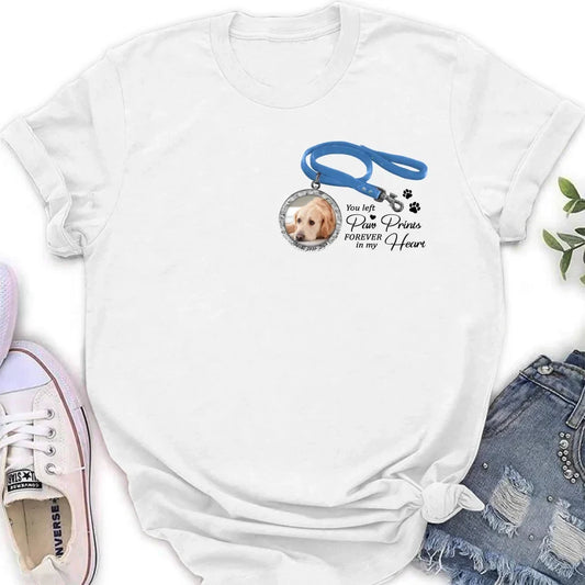 Personalized Memorial Dog Lead T-shirt/Hoodie - Memorial Gift Idea For Dog Lover - You Left Paw Prints Forever In My Heart