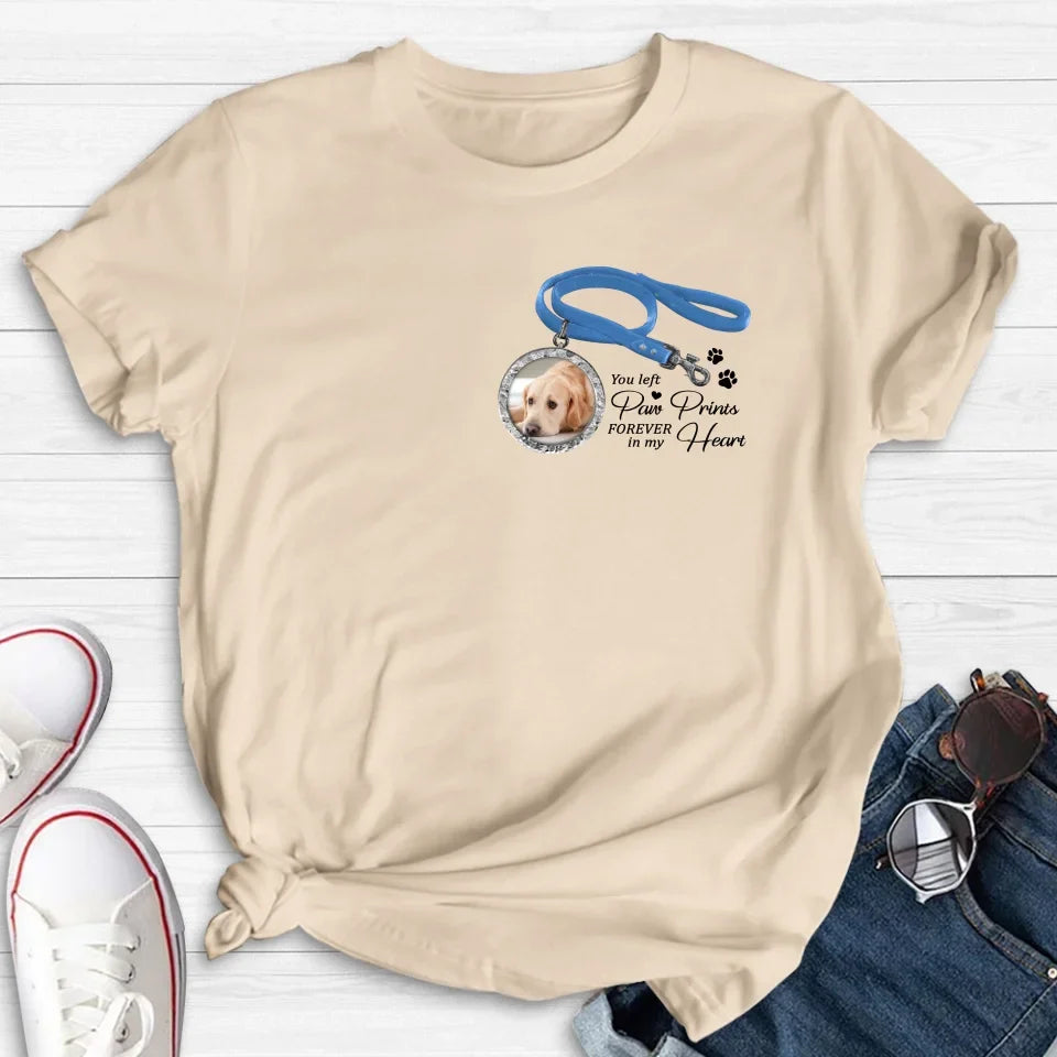 Personalized Memorial Dog Lead T-shirt/Hoodie - Memorial Gift Idea For Dog Lover - You Left Paw Prints Forever In My Heart