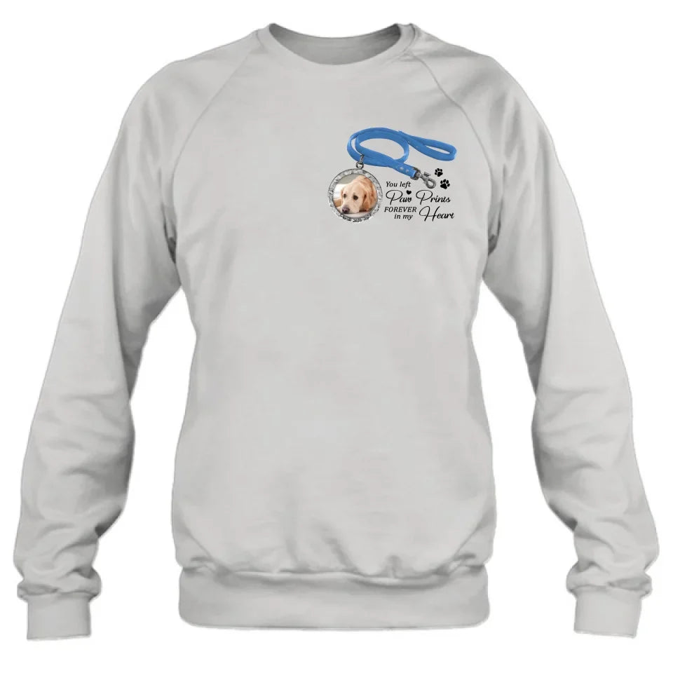 Personalized Memorial Dog Lead T-shirt/Hoodie - Memorial Gift Idea For Dog Lover - You Left Paw Prints Forever In My Heart