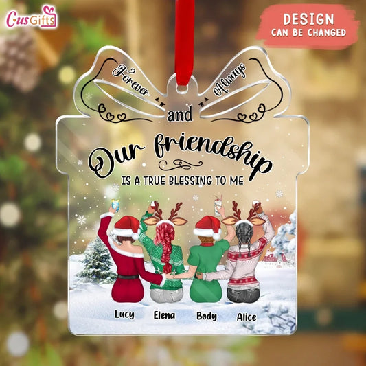 Personalized Besties Acrylic Ornament - Christmas Gift Idea For Friends/Sisters/Besties - Our Friendship Is A True Blessing To Me